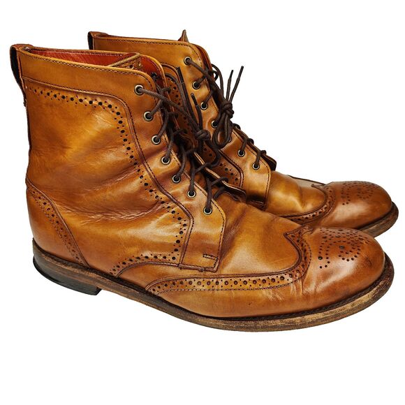 Allen Edmonds Dalton Wingtip 8" Boots Burnished Walnut Leather Mens Size 13 D